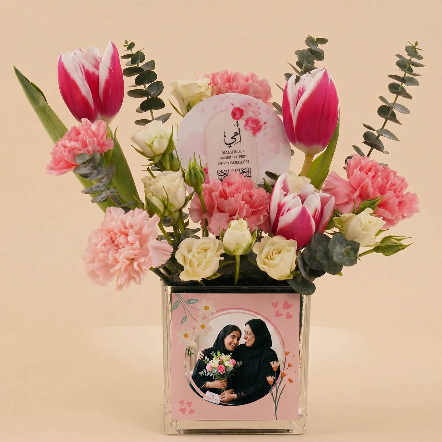 Customized Mothers Day Flower Vase with Chocolate