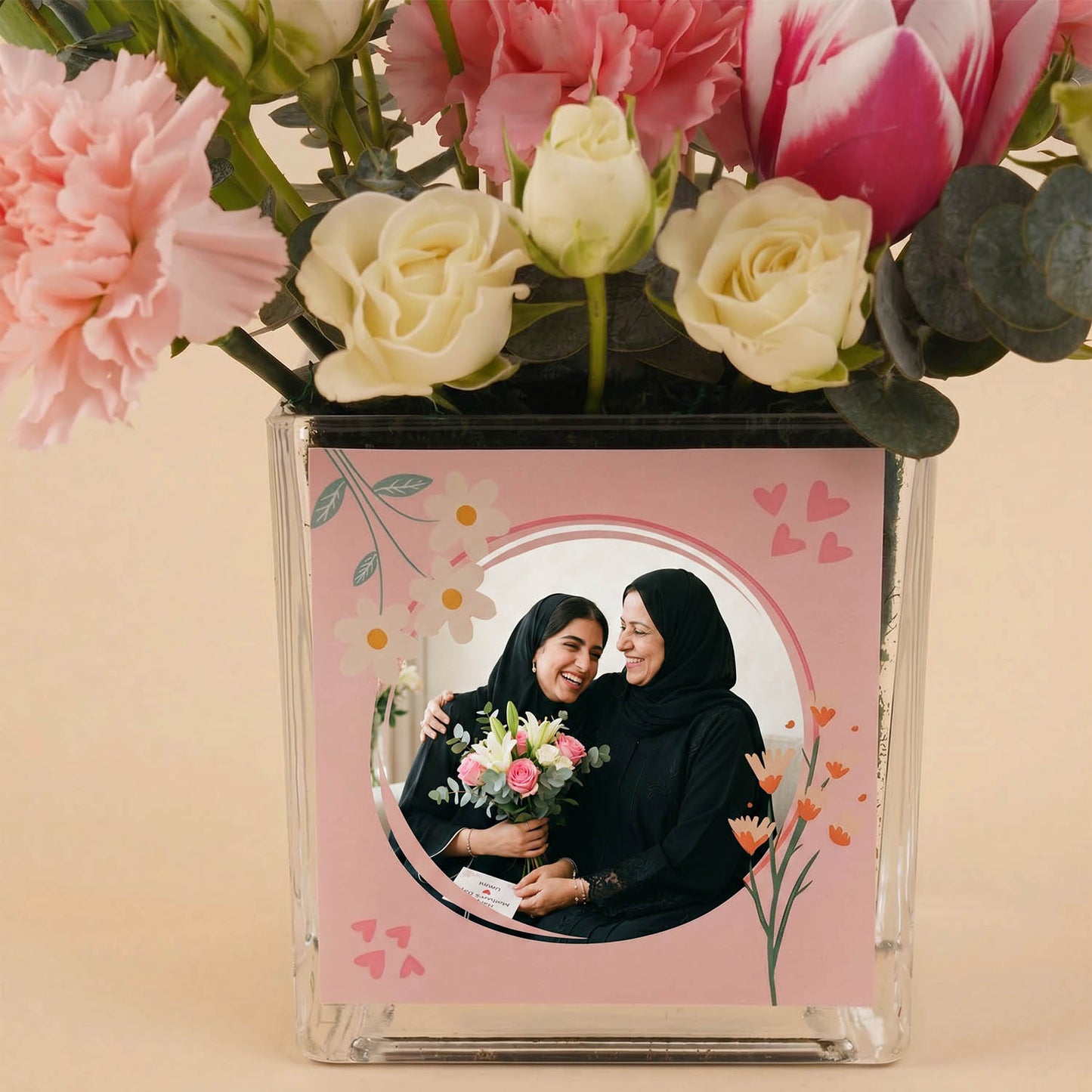 Customized Mothers Day Flower Vase with Chocolate