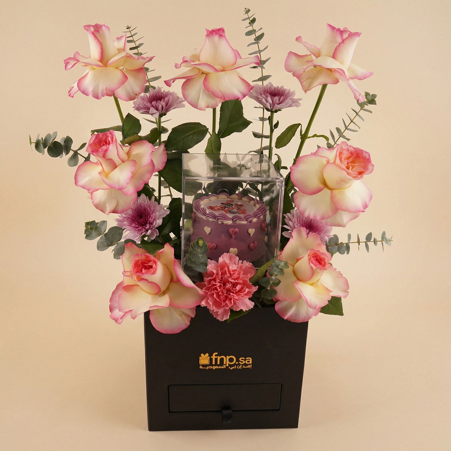 Dearest Mom Flowers & Chocolate Cake Box