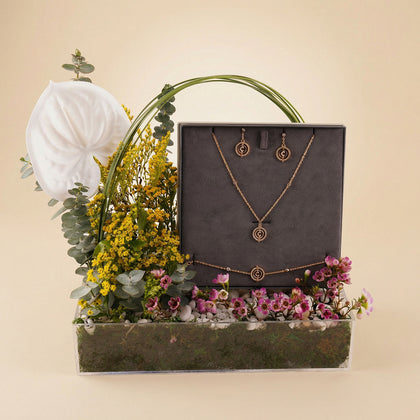 طقم مجوهرات شيروتي و علبة زهور