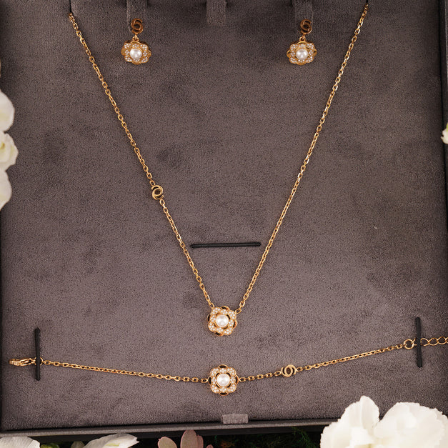 White Flower Stand with Cerruti Jewelry Set