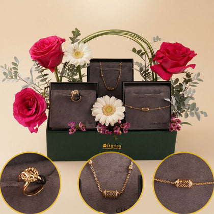 طقم مجوهرات شيروتي مع ورد جوري وجربيرا