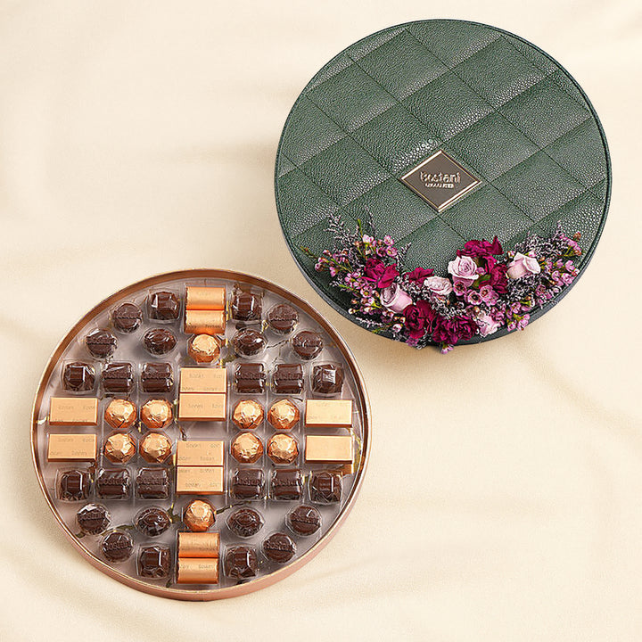 Flowers With Bostani Chocolate Leathered Box Big Size 