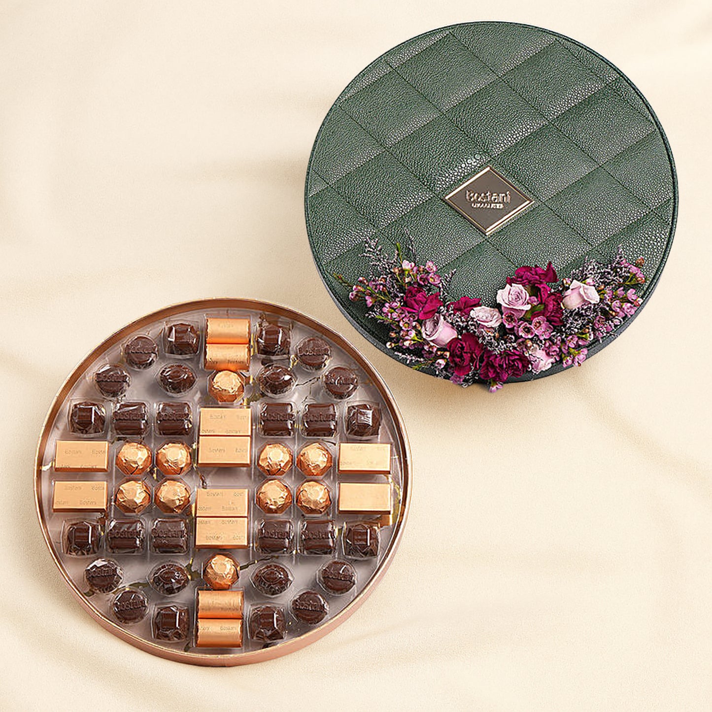 Flowers With Bostani Chocolate Leathered Box Big Size 