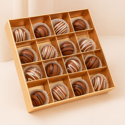 علبة شوكولاتة ترافل بلجيكية 16 قطعة بنكهة الحليب والبندق