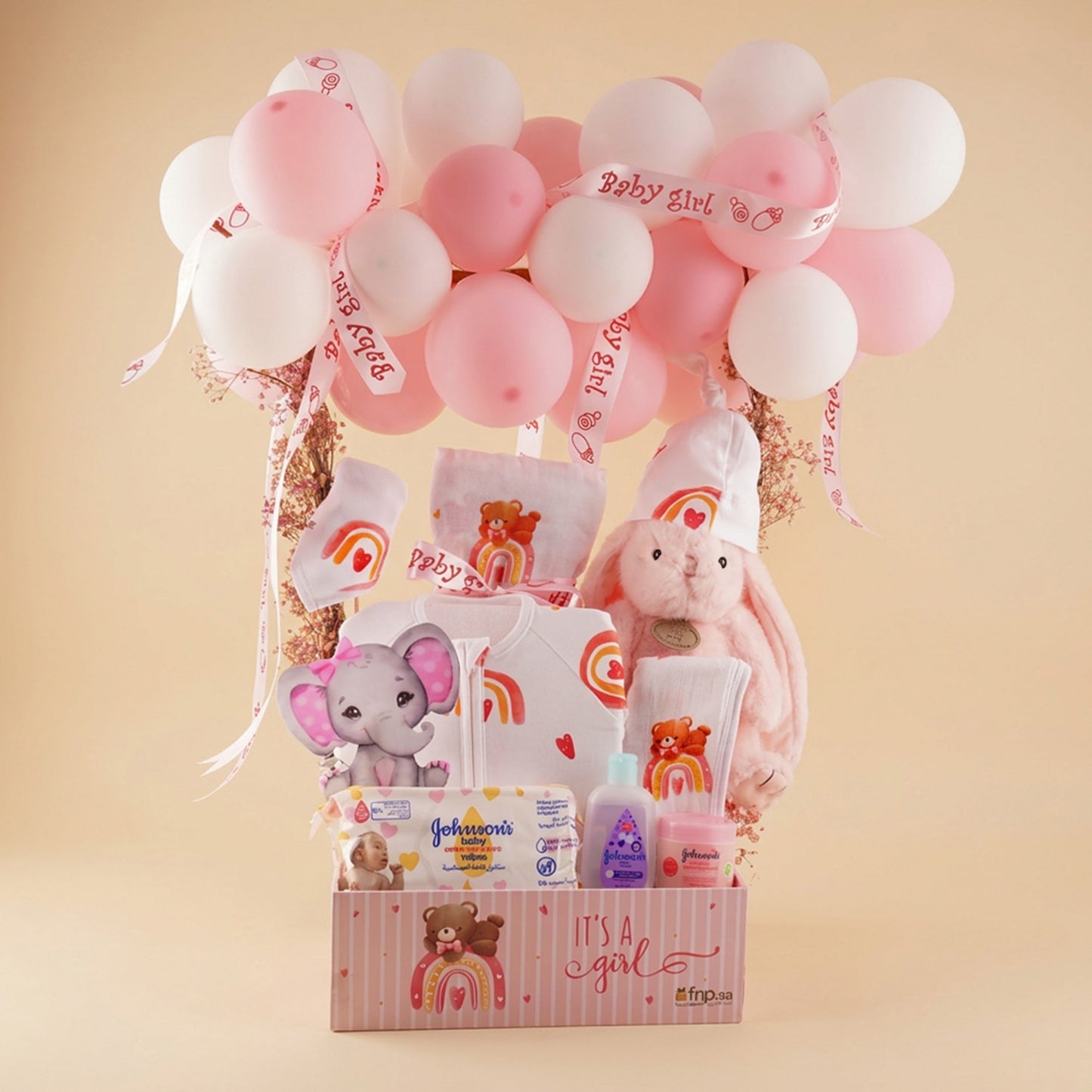 Baby Girl Celebration Hamper with Balloons