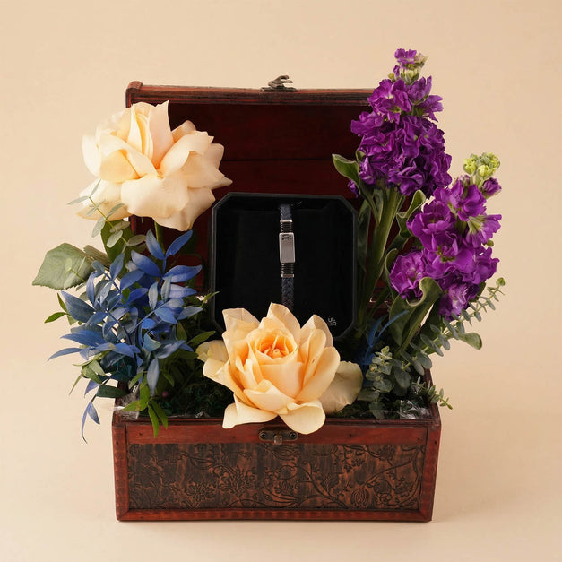 Men Bracelet By Police and FLowers Gift