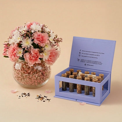 Noor Al Bait Vase with Feel Good Tea Box