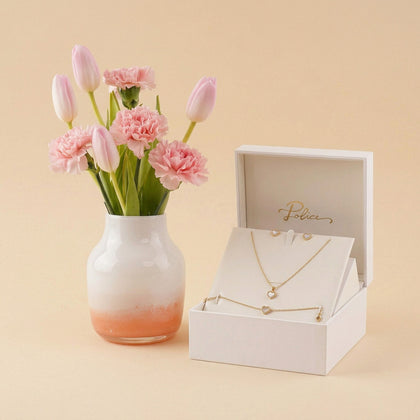 Tulips & Carnations Vase with Police Lumora Jewelry Set