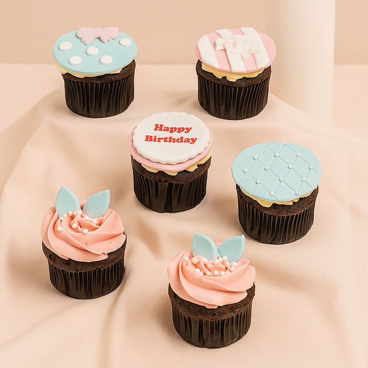 Birthday Vibes Cupcake Set | Chocolate | 6 Pieces 