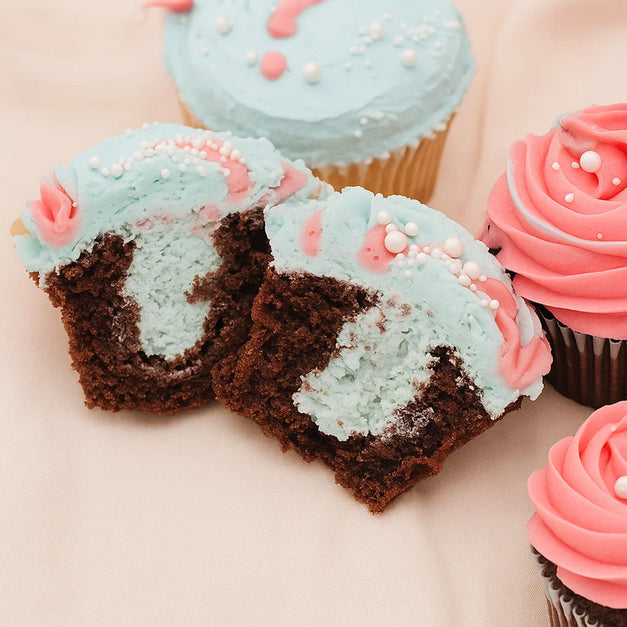 Swirl & Question Mark Red Velvet Cupcakes Set Of 16