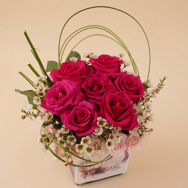 Eid Joy Dark Pink Roses Vase
