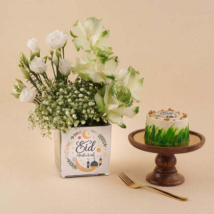 Eid Mubarak Flowers & Vanilla Mini Cake Set
