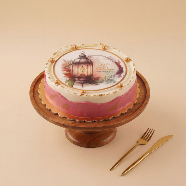 مزهرية ورود مع كيك العيد المميز