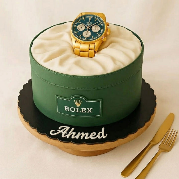 كيك فخامة رولكس مخصص بالاسم