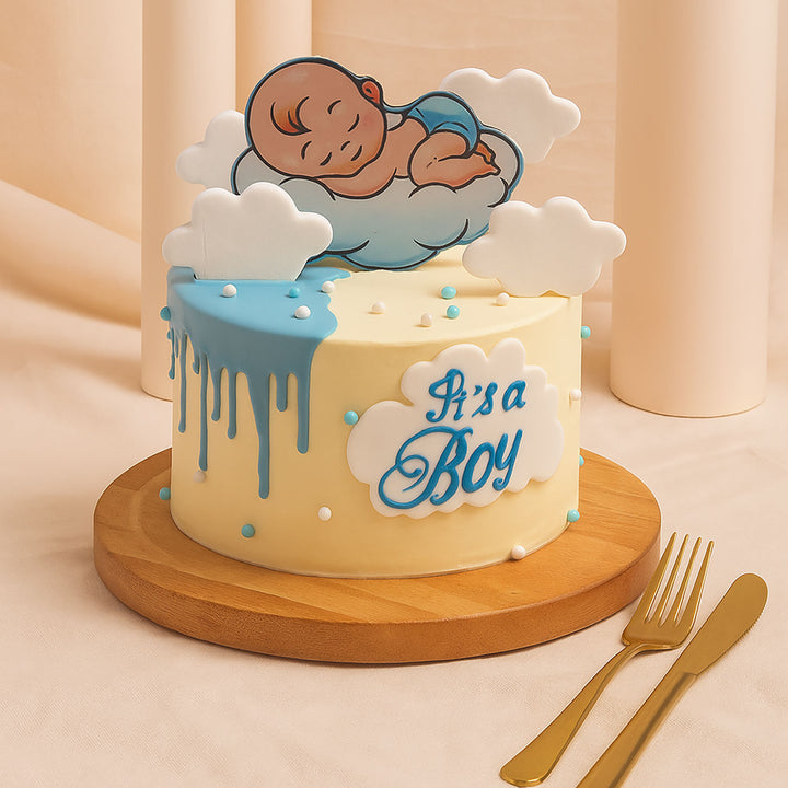 كيك مواليد طفلي الوديع | لون أزرق