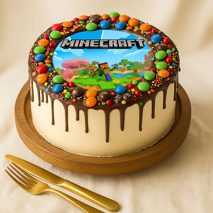 Minecraft Chocolate Dripped Kids Cake