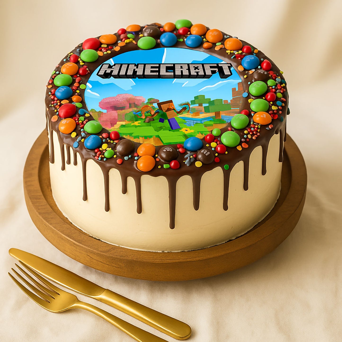 Minecraft Chocolate Dripped Kids Cake