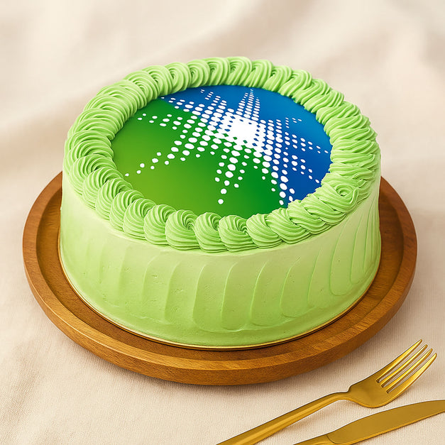Aramco Logo Creamy Green Cake