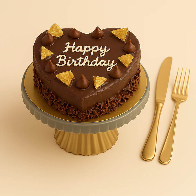 Heart-shaped Birthday Chocolate Cake