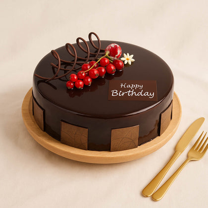 Chocolate Birthday Cake with Cherries