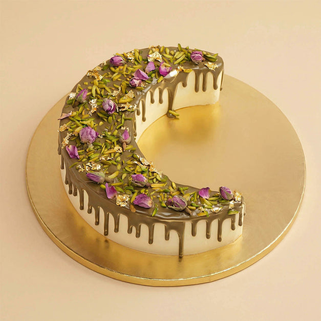 كيك هلال رمضان فستق بالزعفران