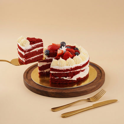 أغنيات | باقة ورد ملونة مع كيكة ردفلفت