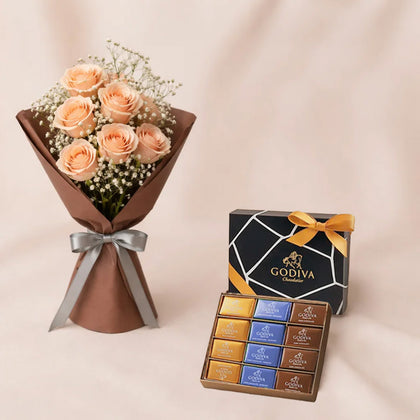 ثنائي محبة | جوديفا و باقة ورد وردي مزدوج اللون