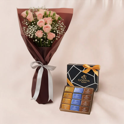  Love Combined | Godiva Chocolate n Pink Flower Bouquet