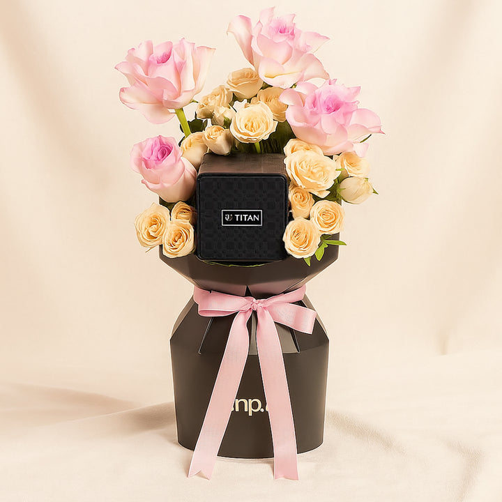 Titan Raga Viva Rose Women's Watch n Flower Bouquet 