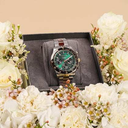 باقة ورد و ساعة شيروتي 1881 راقية للرجال