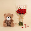 Blush of Love Roses n Teddy Bear