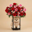 Valentine Rose Stand n Love Teddy Bear