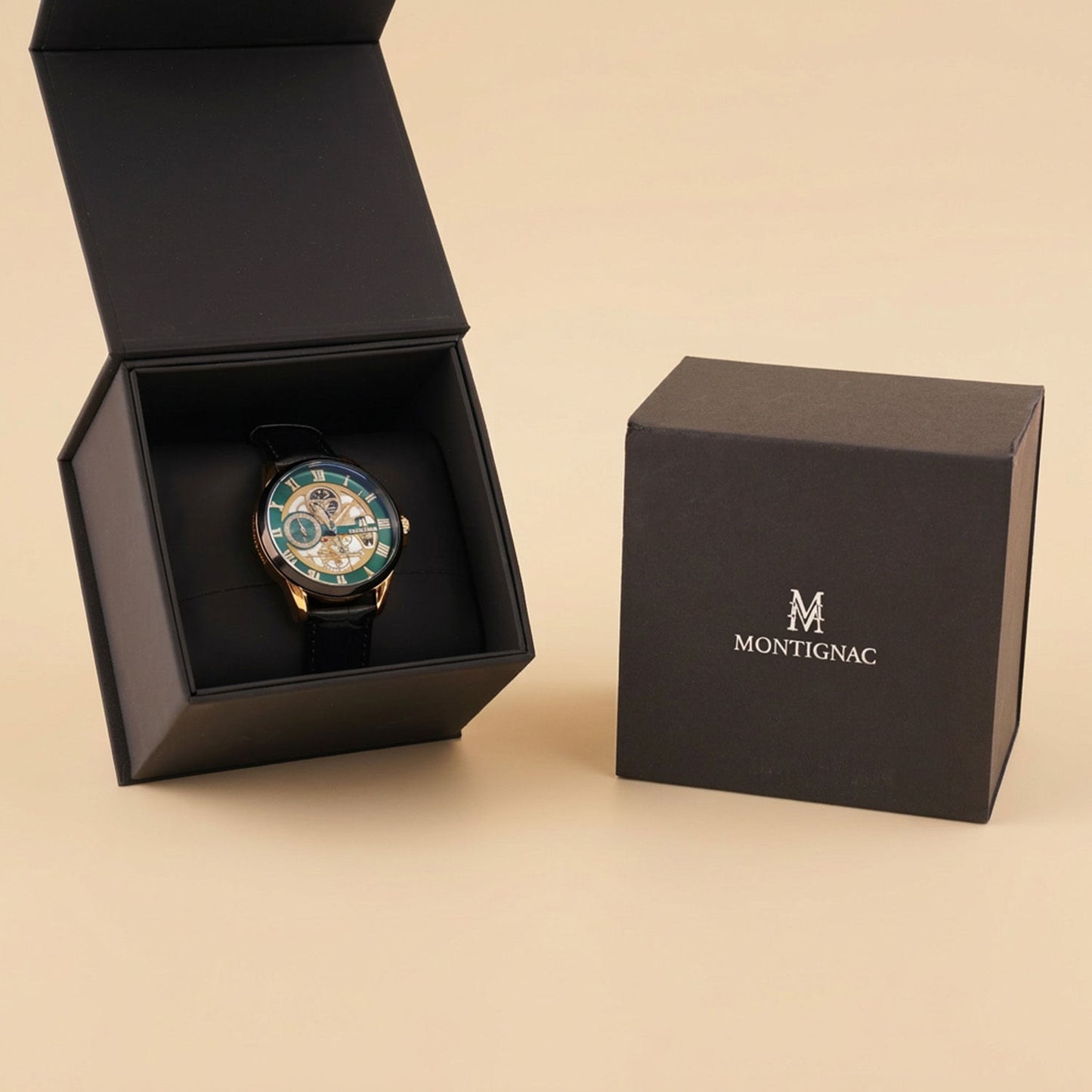 Montignac Elegant Black Mesh Bracelet Watch For Him
