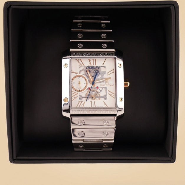 Montignac Elegant Black Mesh Bracelet Watch For Him