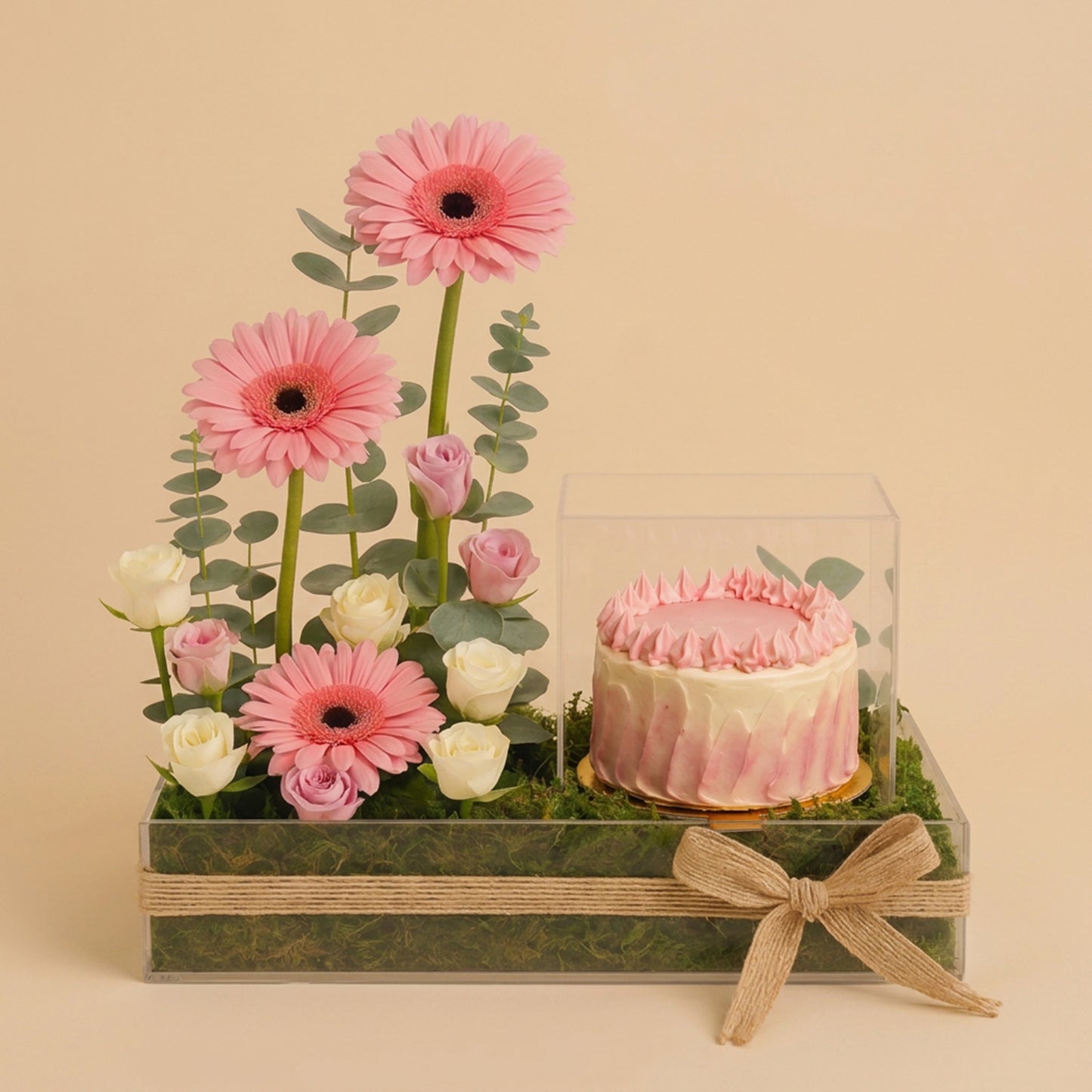 Pink Blush Flower and Cake Tray