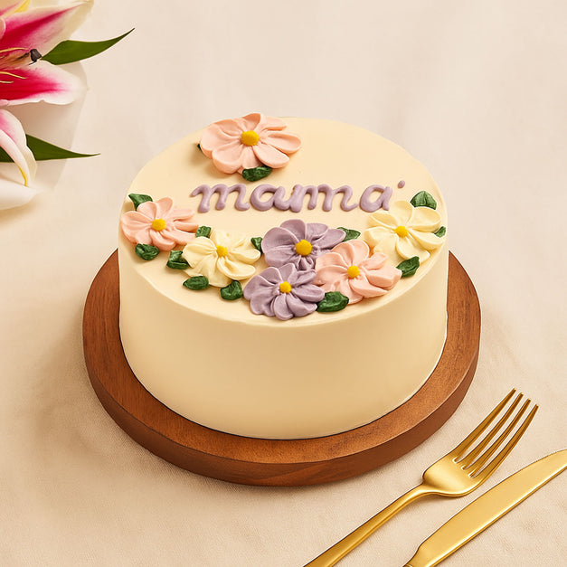 Mom's Lilies Bouquet n Delightful Cake