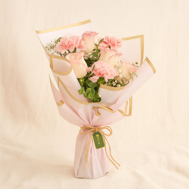 Beauty of Pink Bouquet n Cupcake Set