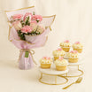 Beauty of Pink Bouquet n Cupcake Set