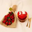 Lovely Flower Bouquet n Heart Shape Cake