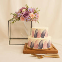 Aster Flower n Roses With Red Velvet Cake Combo