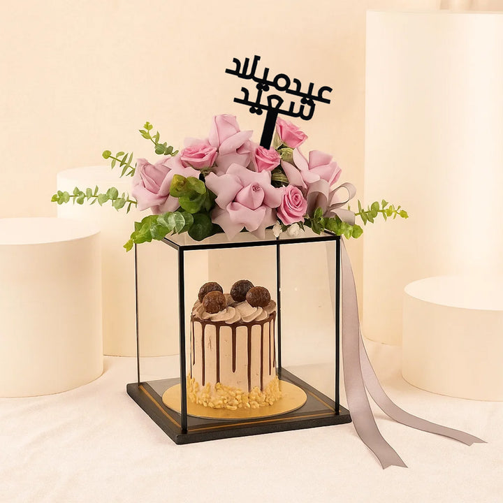 Birthday Gifts | Purple Roses n Ferrero Rocher Cake 