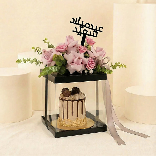 Birthday Gifts | Purple Roses n Ferrero Rocher Cake 