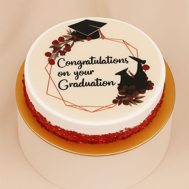 Graduation Gift Cakes with Red Flowers Bouquet 