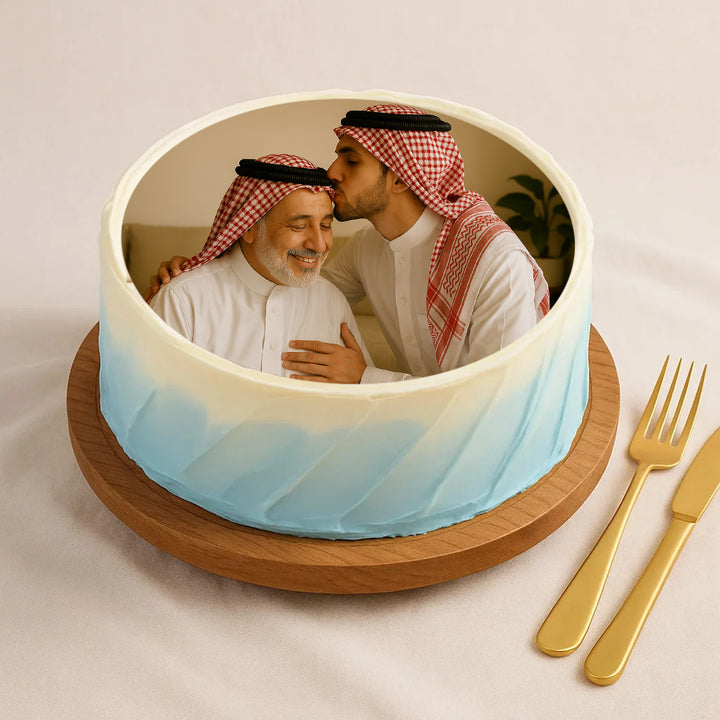 كومبو عيد الاب كيك مخصص بالصورة وكوب ورد