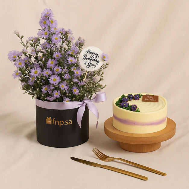 Birthday Wishes Aster Flowers Black Box