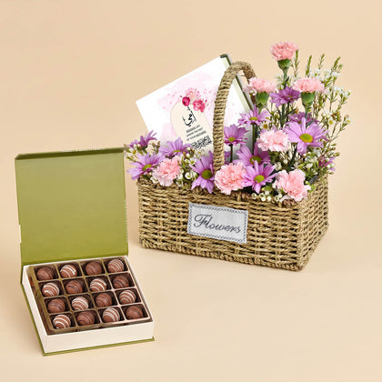  Mothers Gratitude Flower n Chocolate Basket