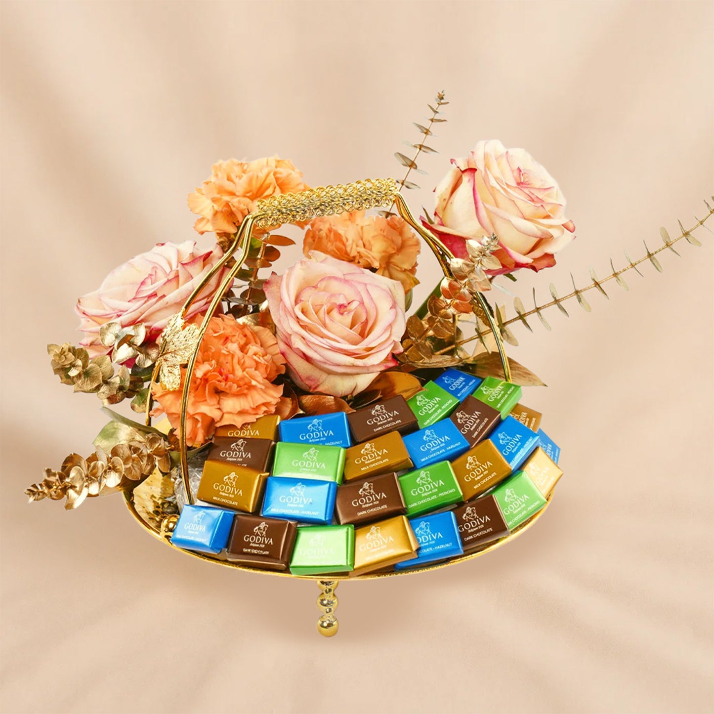 Rose Arrangement n Godiva Chocolate Tray