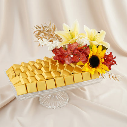  Golden Chocolate n  Flowers Tray