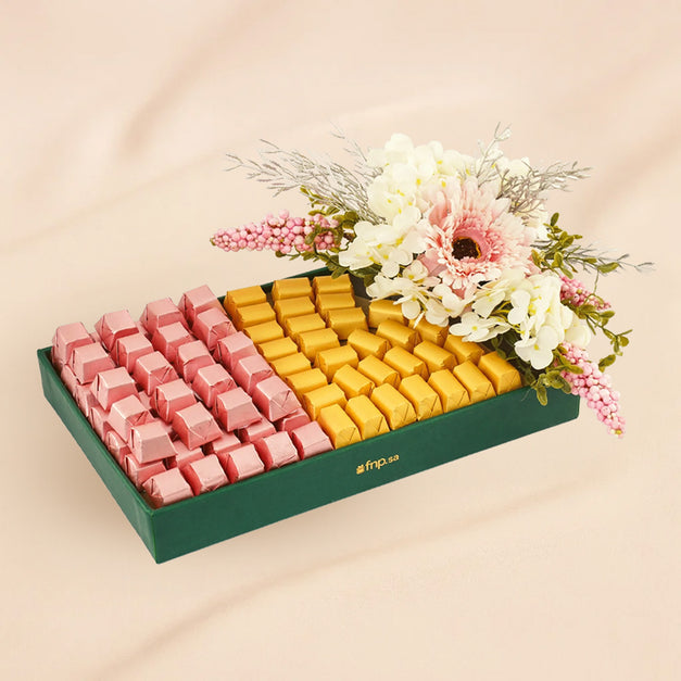 Pink & Gold Chocolates n  Flower  Premium Tray